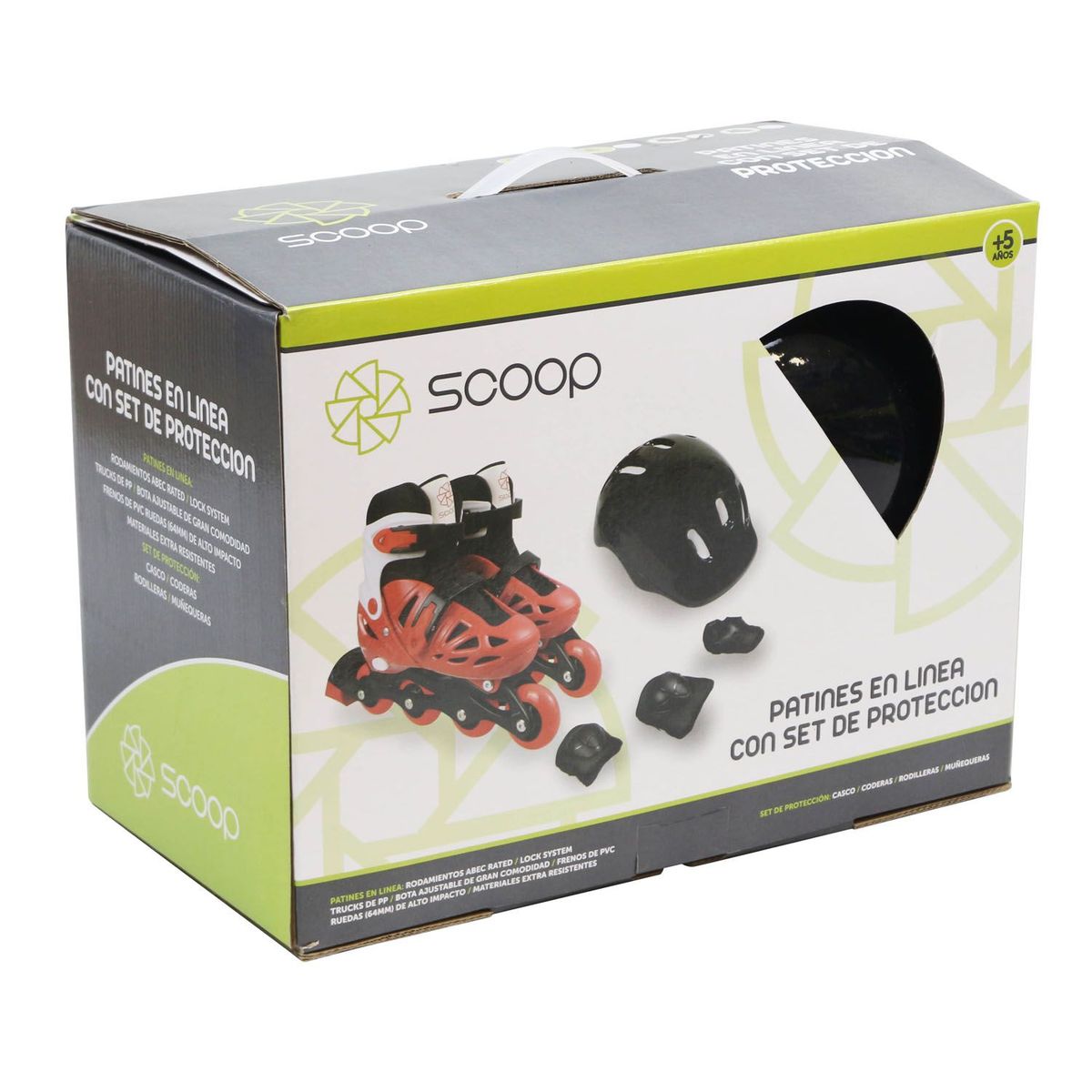 SCOOP - Set Patines+Casco+Protección Rojo Talla M