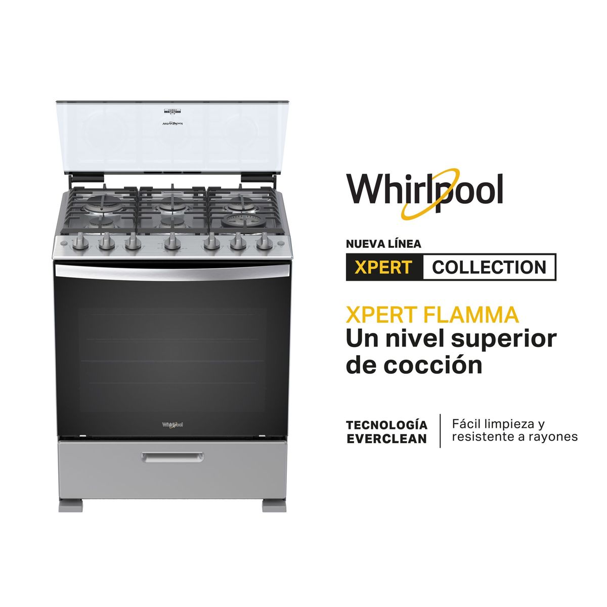 WHIRLPOOL - Estufa de piso con 6 quemadores