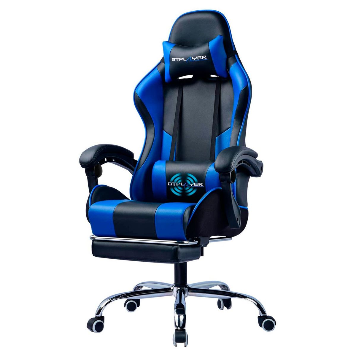 GT PLAYER - Silla Gamer con Masajeador Lumbar y Reposapies, Reclinable 150°