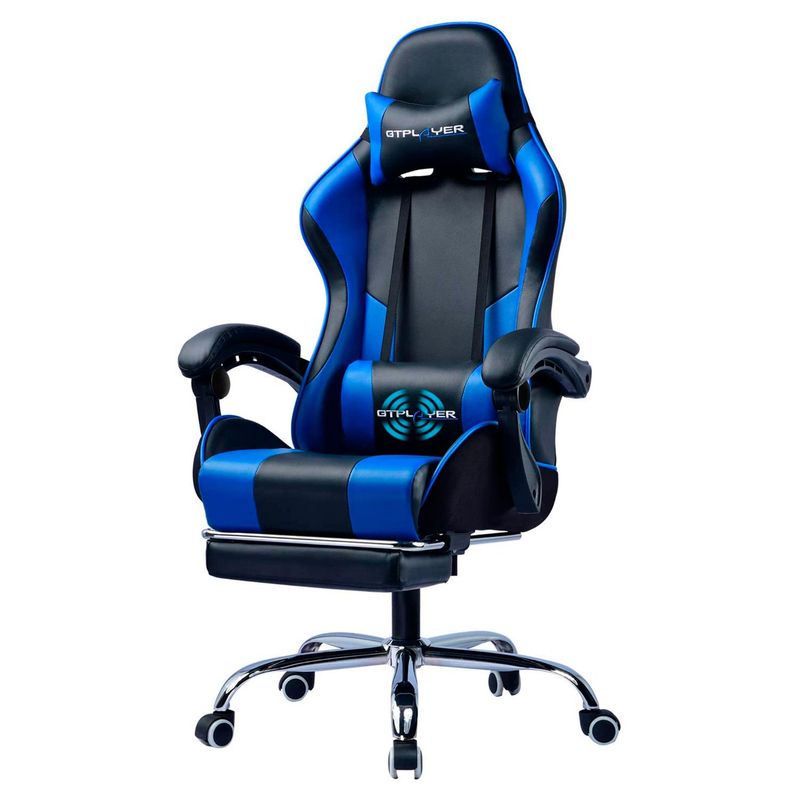 GT PLAYER - Silla Gamer con Masajeador Lumbar y Reposapies, Reclinable 150°