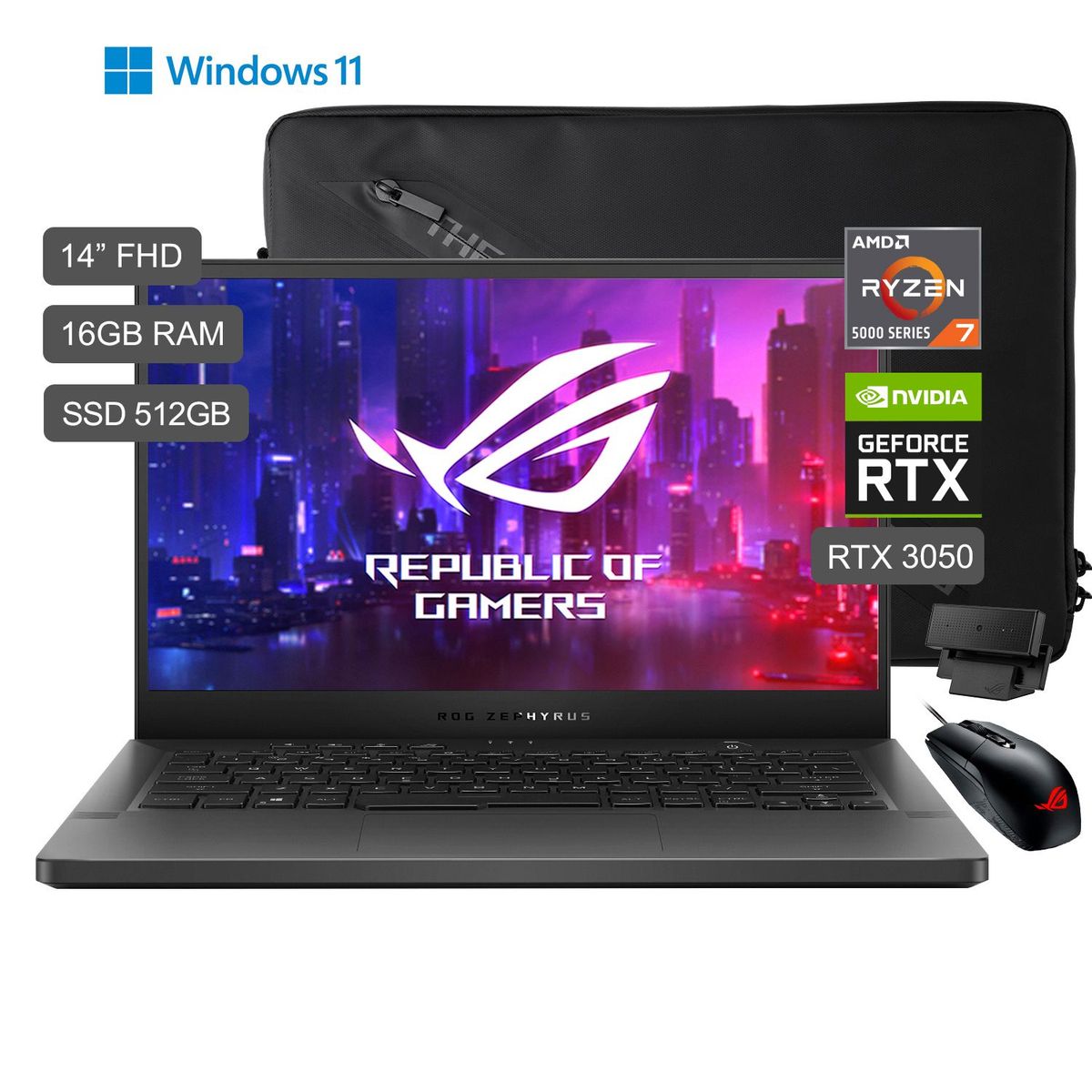 ASUS - ROG Zephyrus G14 GA401QC Ryzen 7 5800HS 14'' FHD 512GB SSD 16GB RAM 4GB RTX 3050