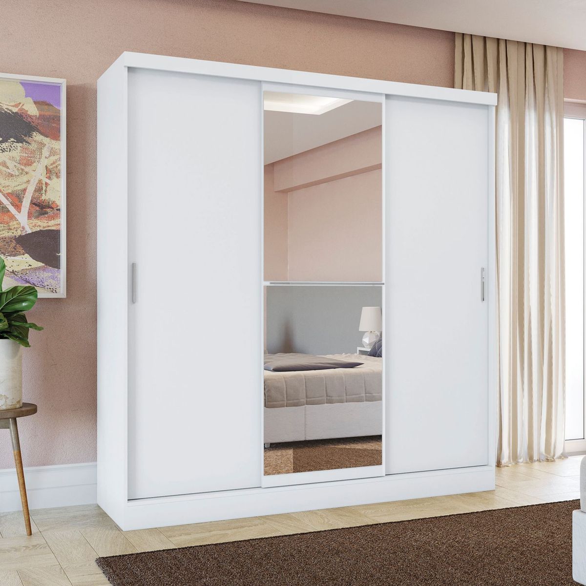 MICA - Ropero 3 Puertas 3 Cajones blanco