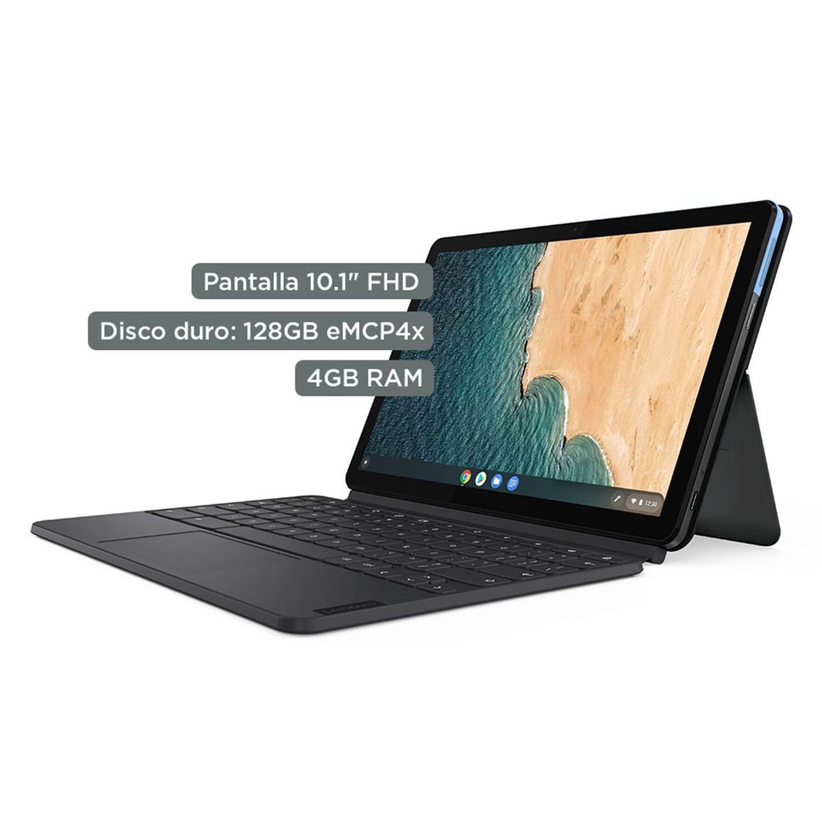 LENOVO - Lenovo Chromebook Mediatek P60t 10.1"4gb Ram 128gb  Full Hd Iron Grey + Keyboard Pack