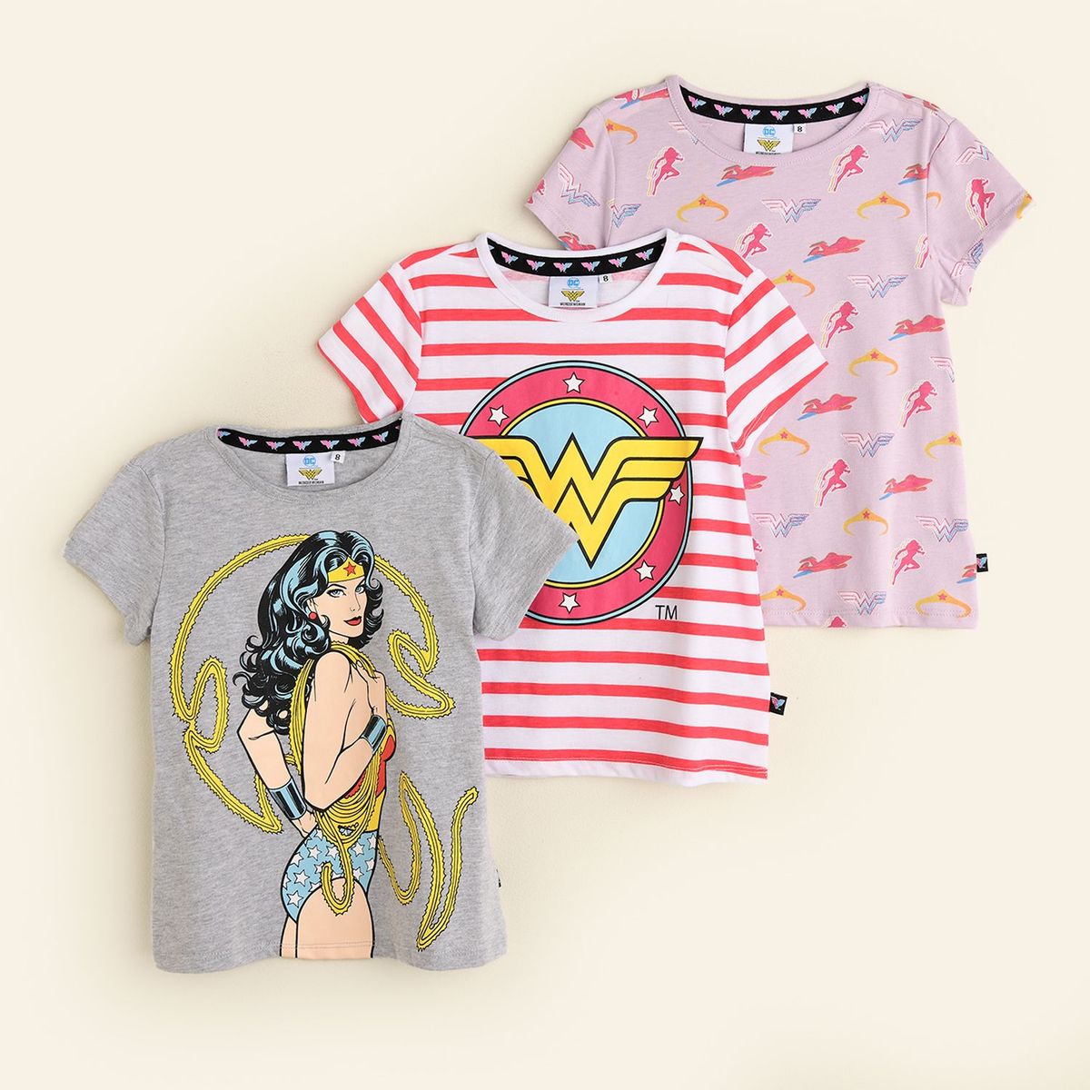 DC SUPER HERO GIRLS - Polo Manga Corta Pack x3 Algodón Niña
