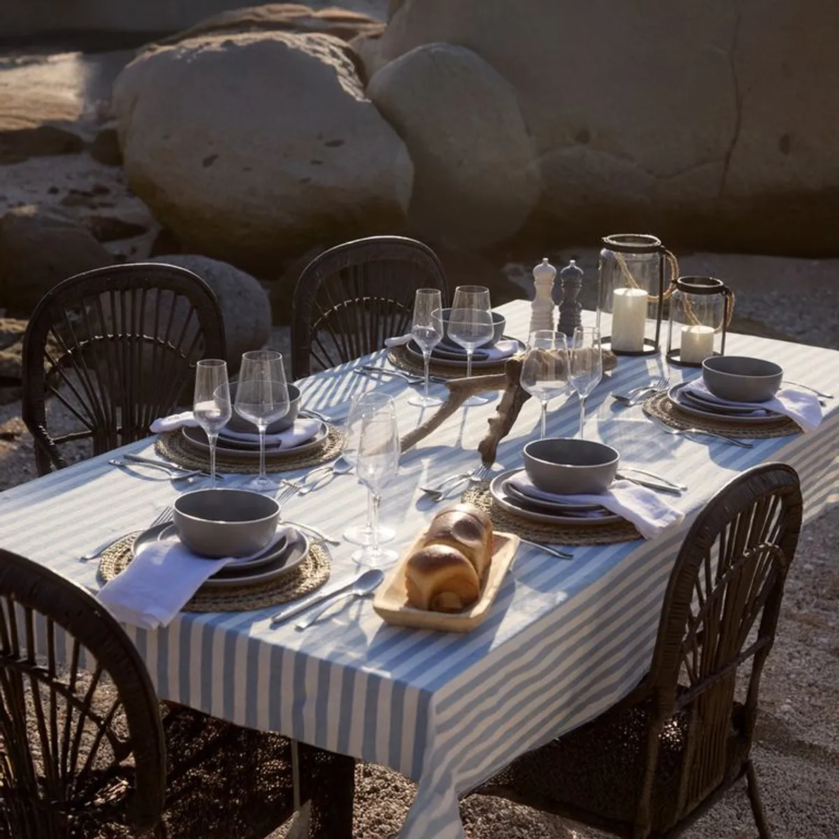 BASEMENT HOME - Juego de Vajilla 24 Piezas Cerámica Arena