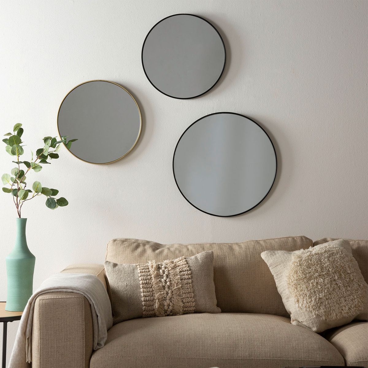 BASEMENT HOME - Espejo Redondo Negro 50 cm