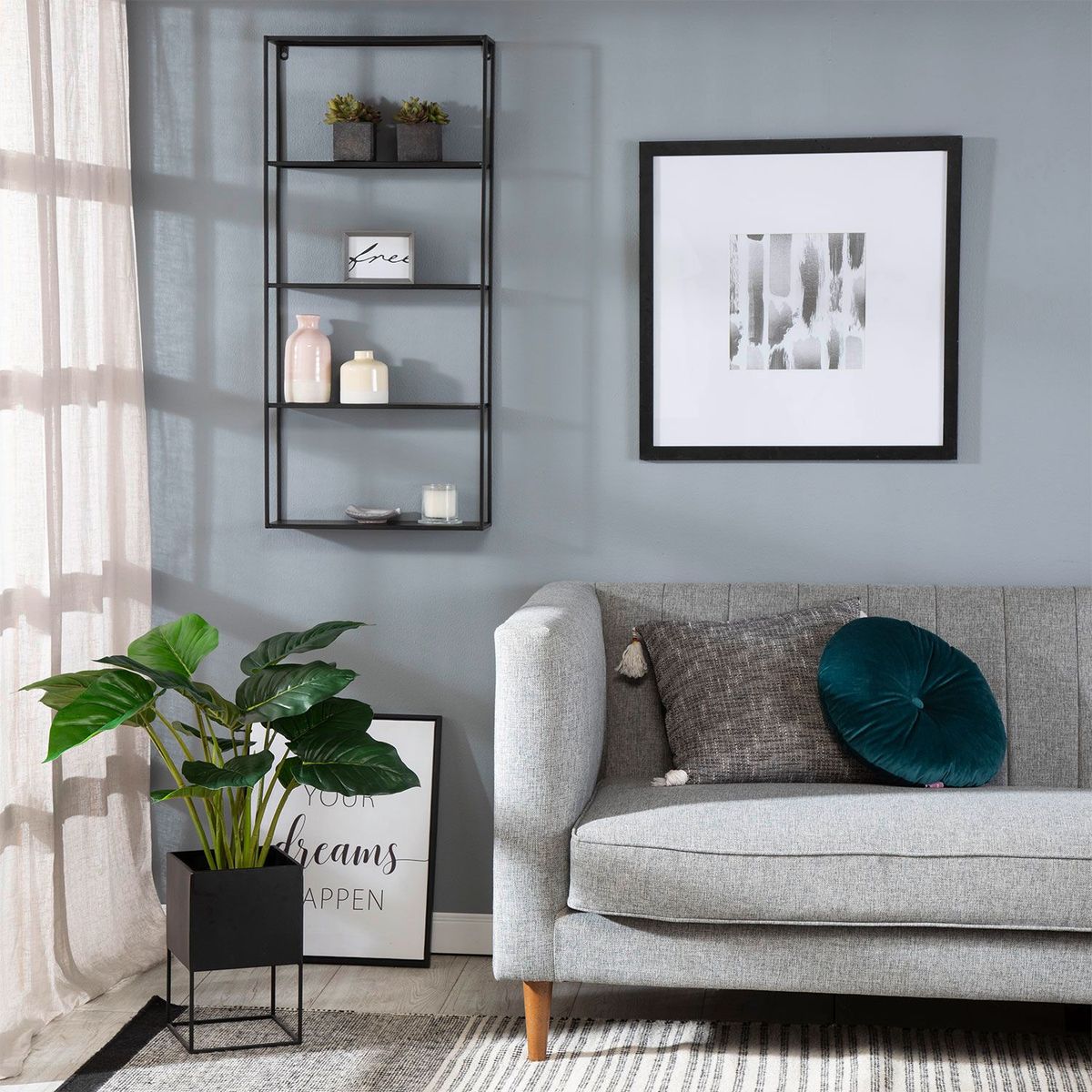 MICA - Repisa Colgante 4 Niveles Metal Negra 96x12 Cm Mica