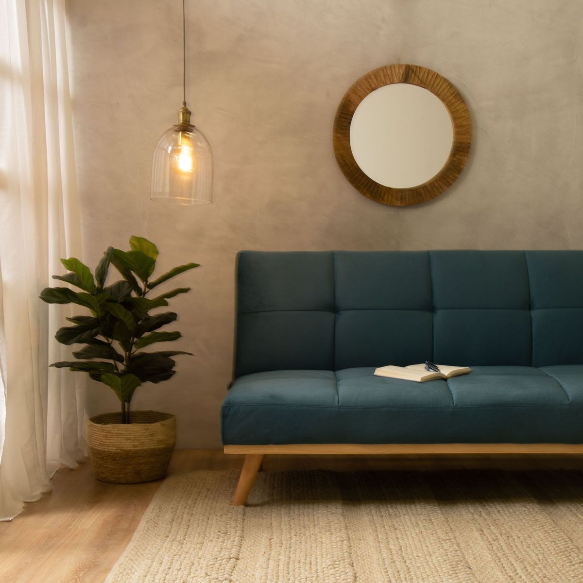 BASEMENT HOME - Espejo Redondo Madera 60 cm 