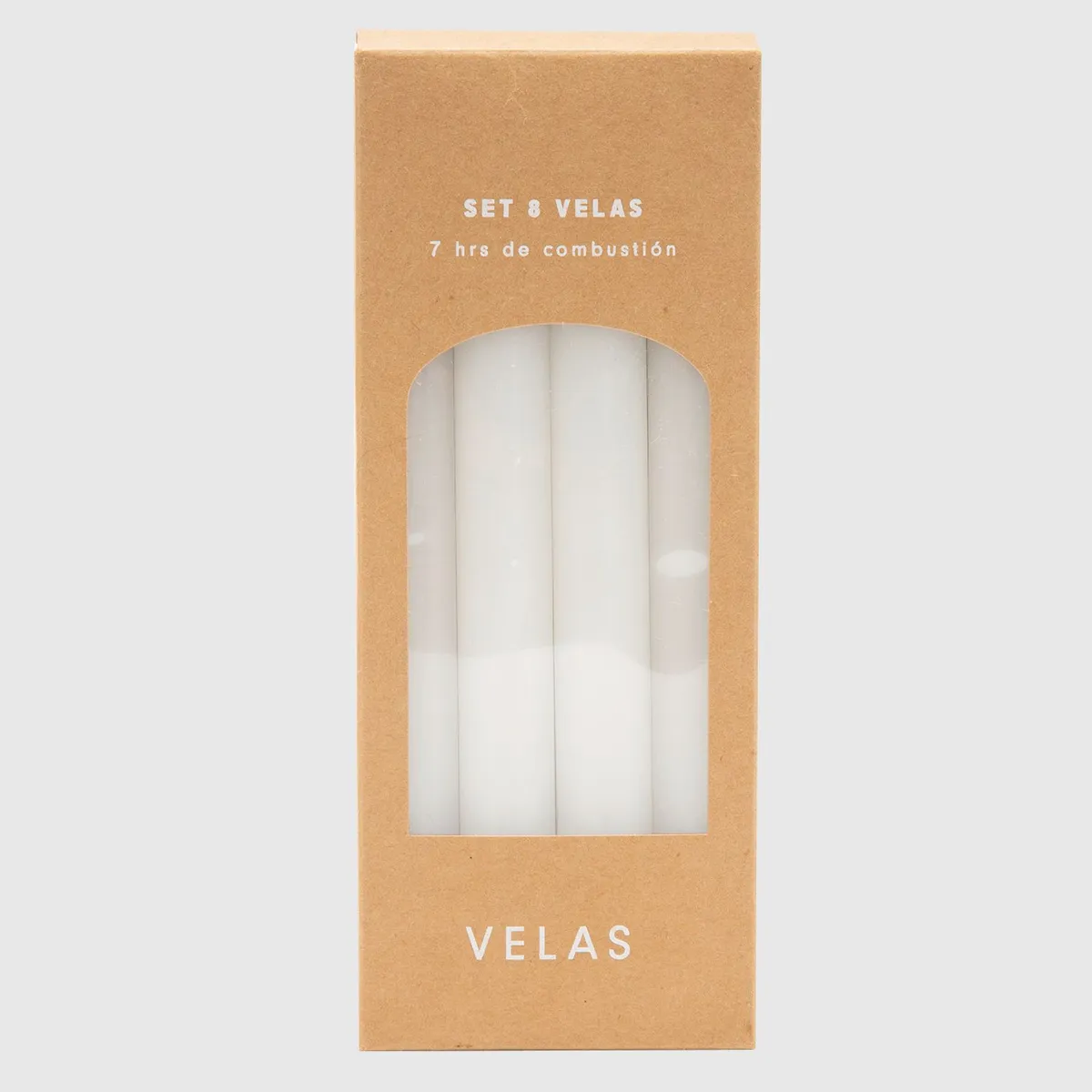 MICA - Set x8 Velas Largas Blancas 8x4x20cm
