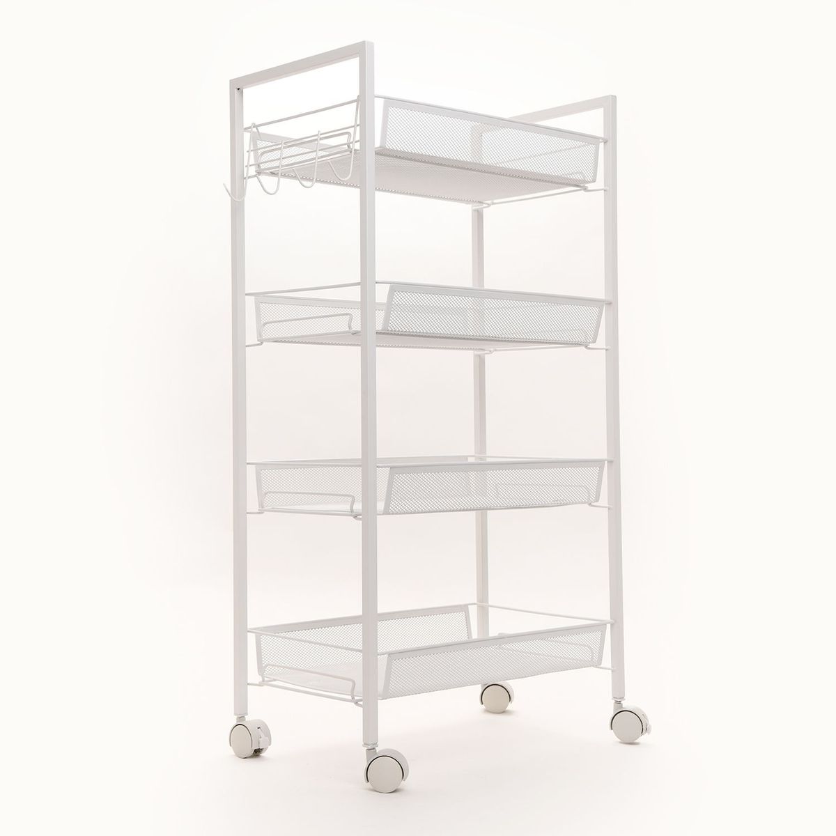 MICA - Carrito Organizador Blanco 4 Niveles 45x26x84cm
