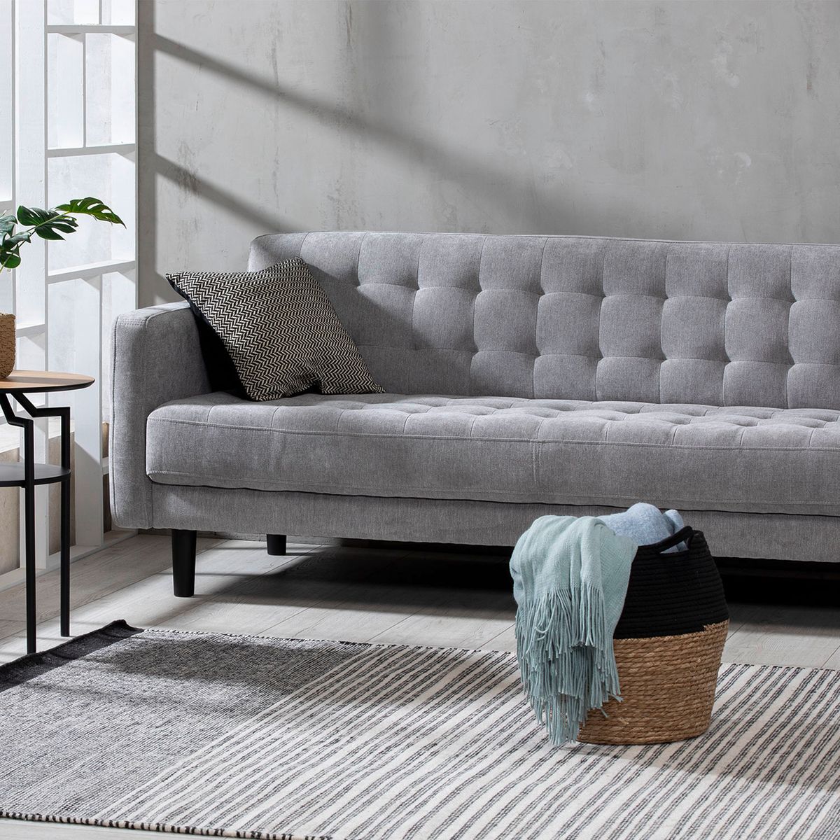 BASEMENT HOME - Sofá Bloom Wood 3 Cuerpos Tela