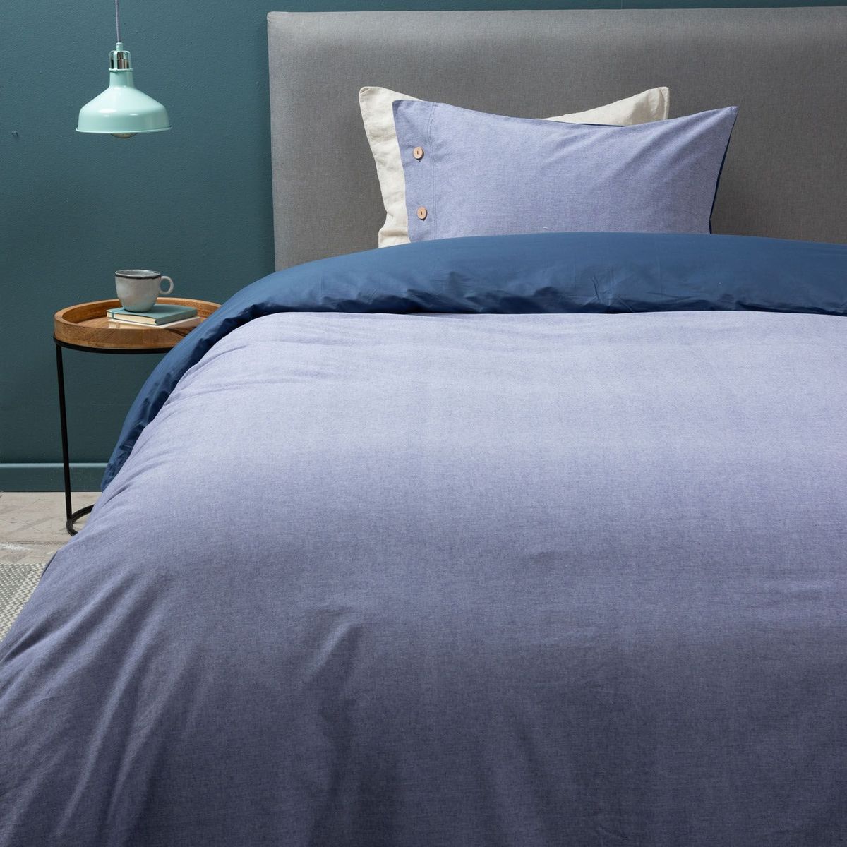 BASEMENT HOME - Funda Plumón Lisa Classic Azul 100% Algodón