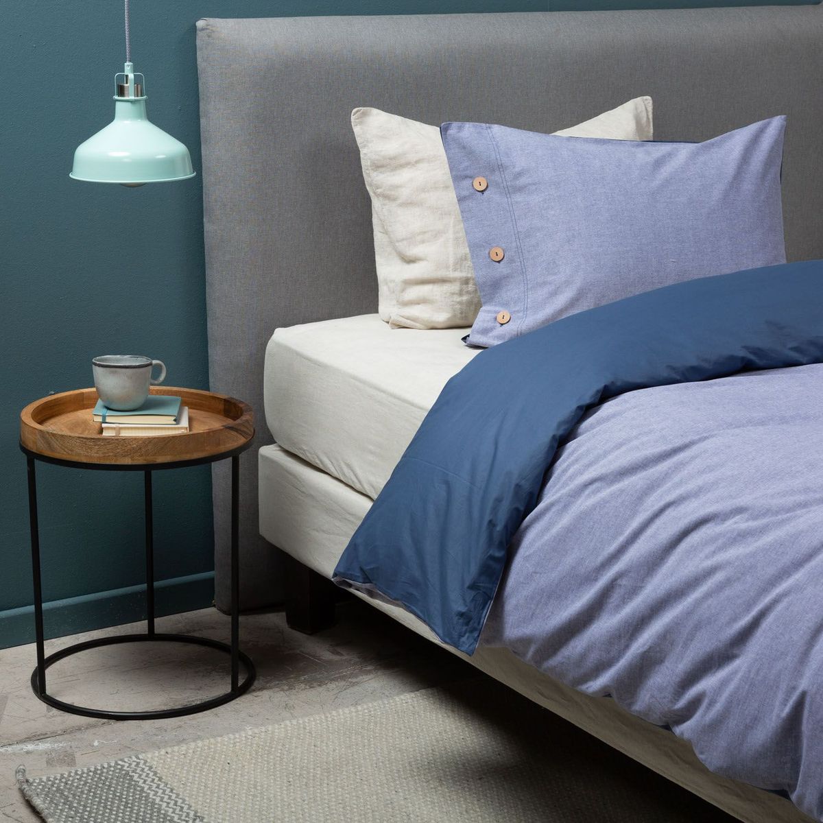 BASEMENT HOME - Funda Plumón Lisa Classic Azul 100% Algodón