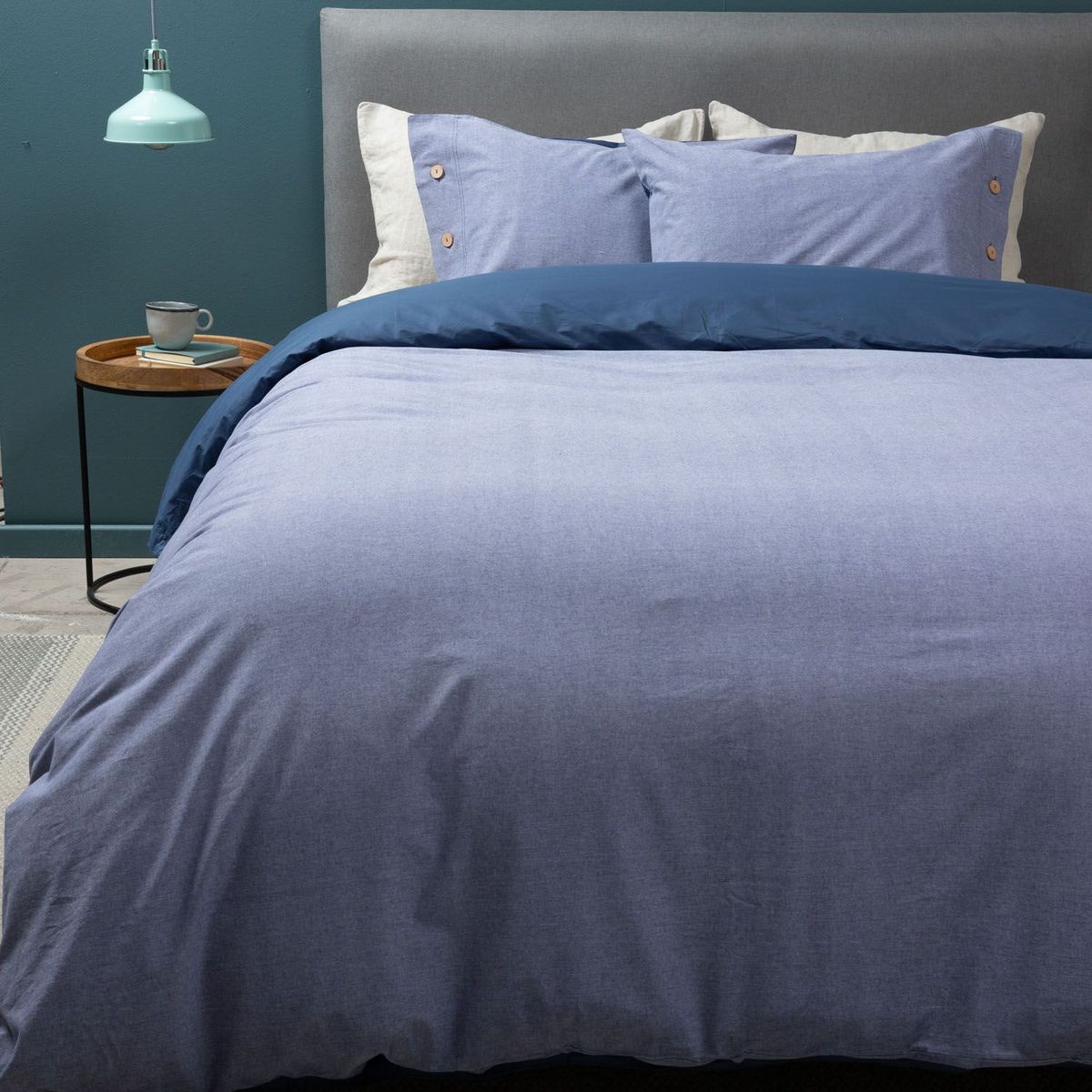 BASEMENT HOME - Funda Plumón Lisa Classic Azul 100% Algodón