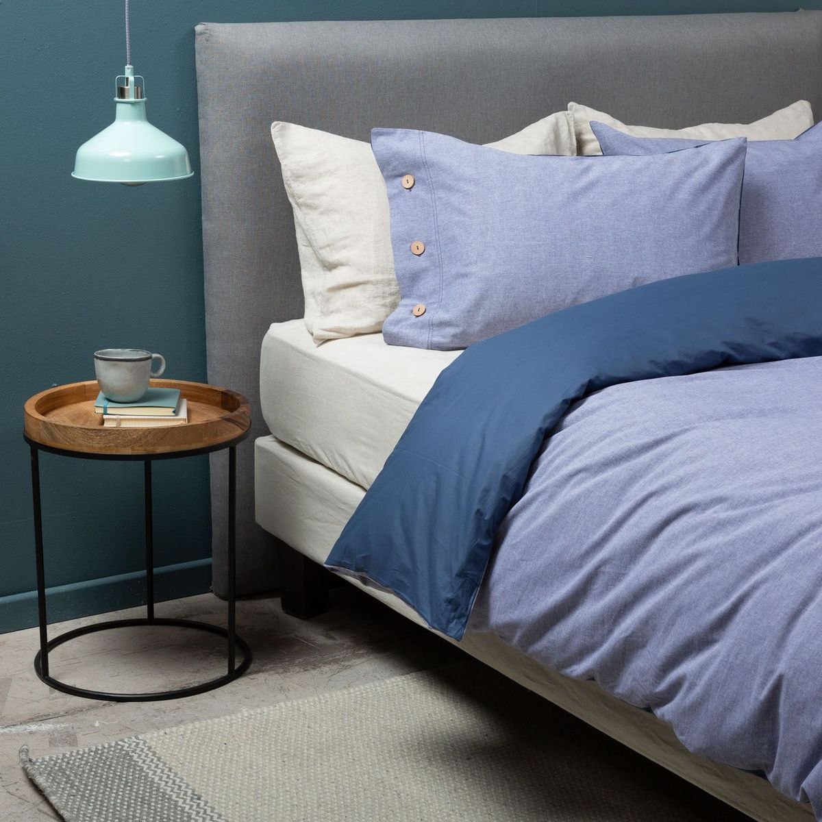 BASEMENT HOME - Funda Plumón Lisa Classic Azul 100% Algodón
