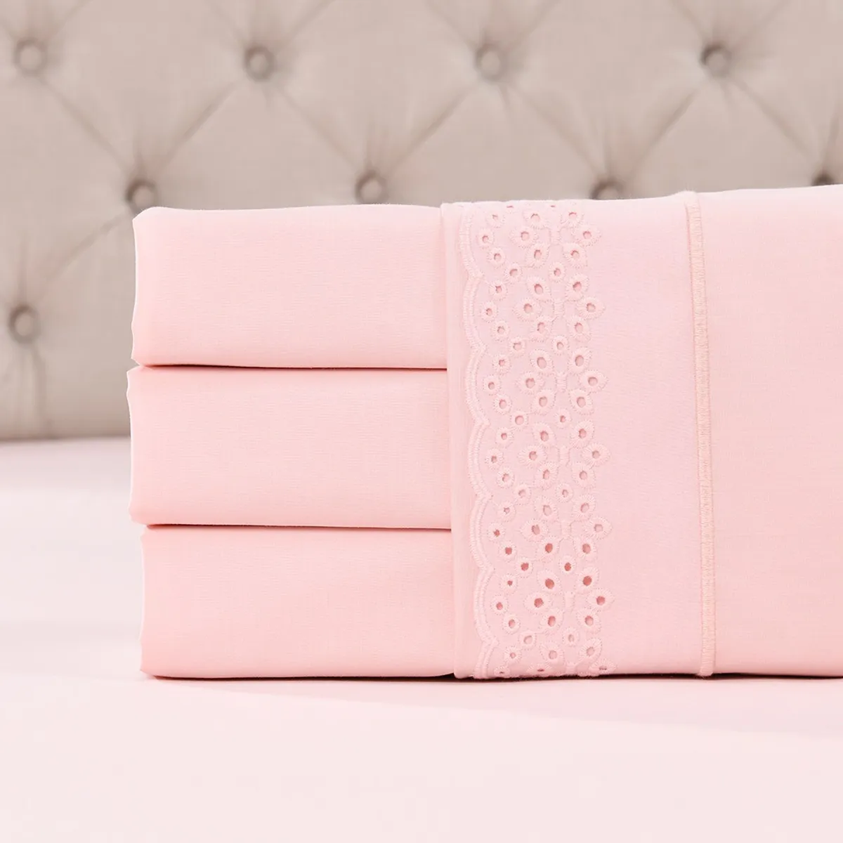 ROBERTA ALLEN - Juego de Sábanas Bordadas Broderie 180 Hilos