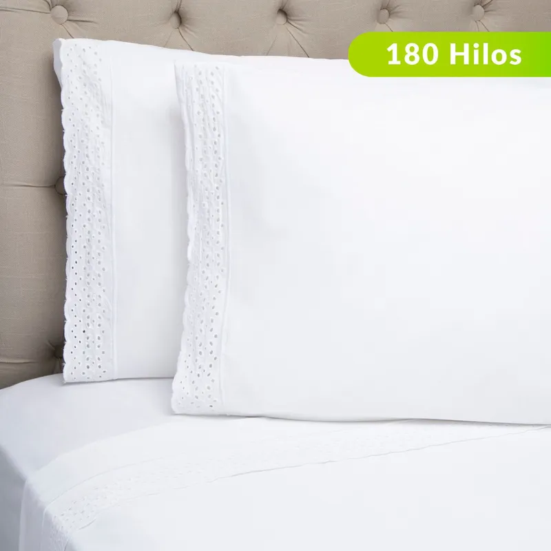 ROBERTA ALLEN - Juego de Sábanas Bordadas Broderie 180 Hilos