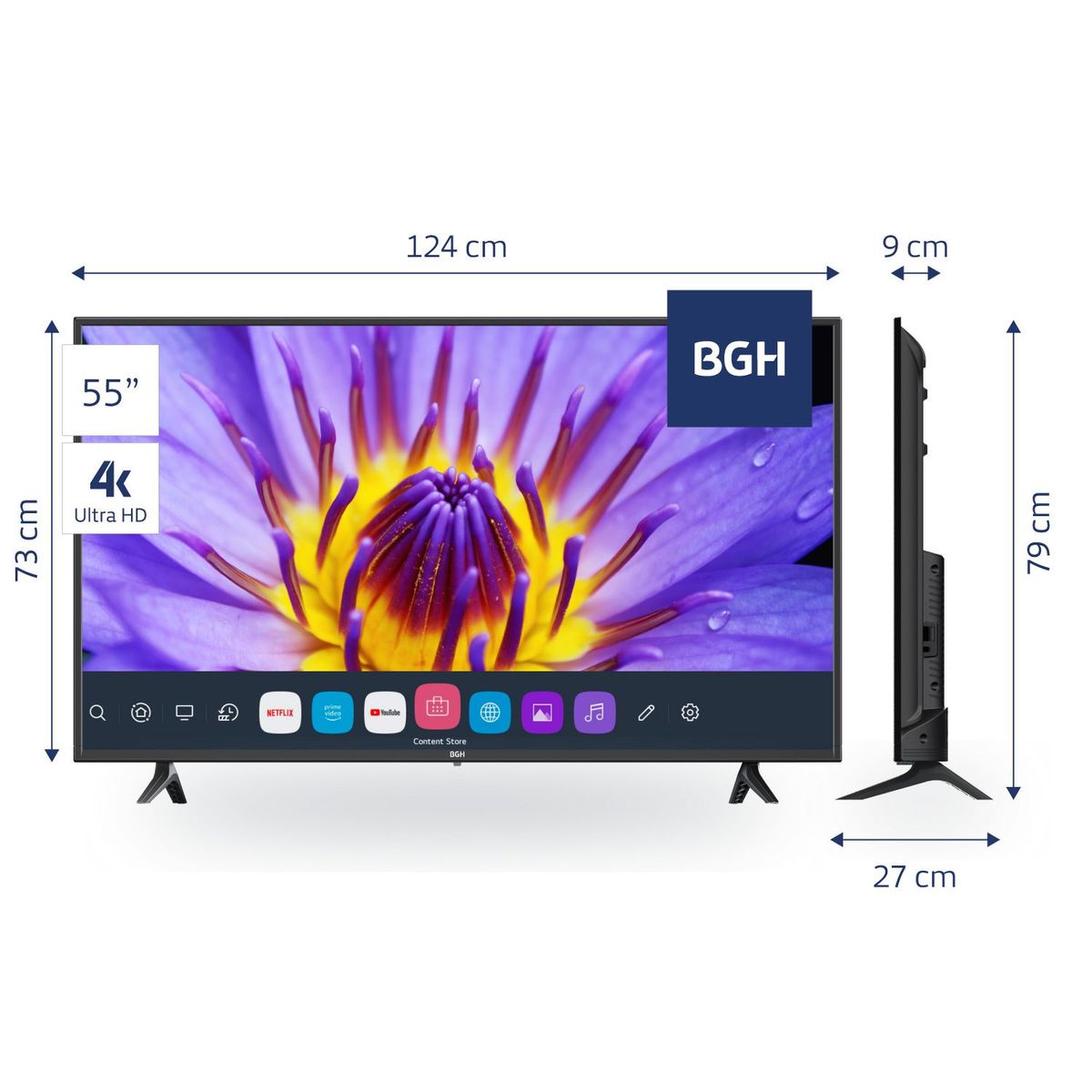 BGH - Televisor 55" BGH WebOS 4K UHD Smart TV B5521UK6WIP