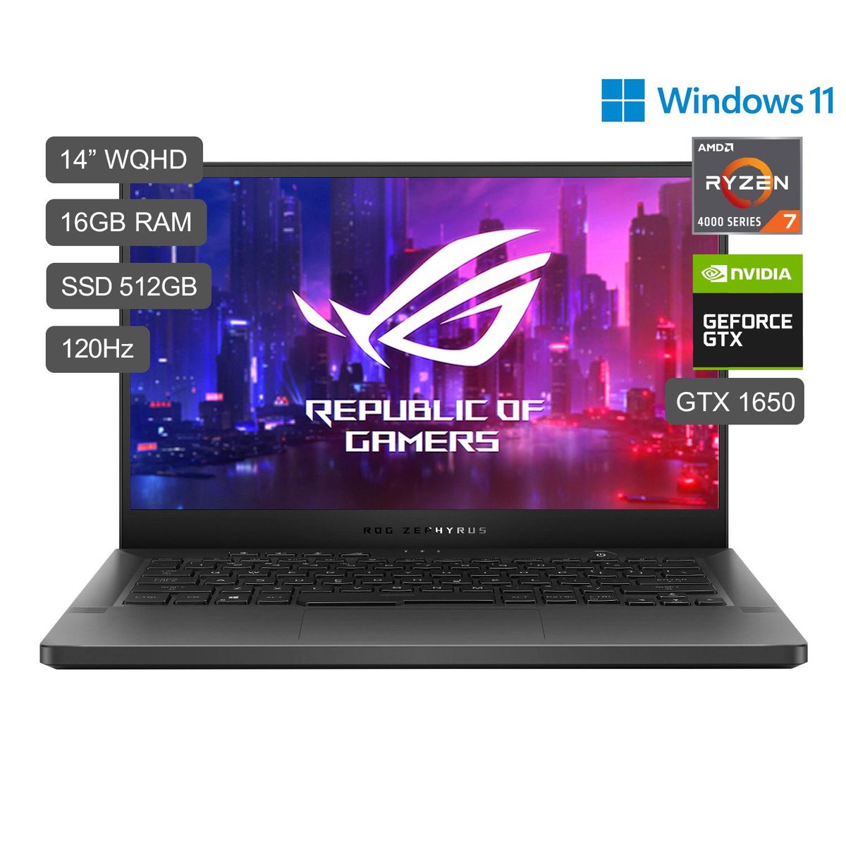 ASUS - Laptop Gamer ASUS ROG AMD Ryzen 7 Serie 4000 16GB 512 GB 14'' GTX 1650