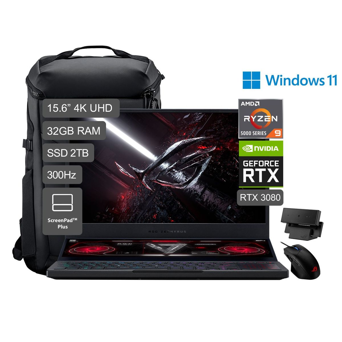 ASUS - ROG Zephyrus Duo 15SE GX551 Ryzen 9 5900HX 15.6'' FHD 2TB SSD 32GB RAM RTX3080 16GB
