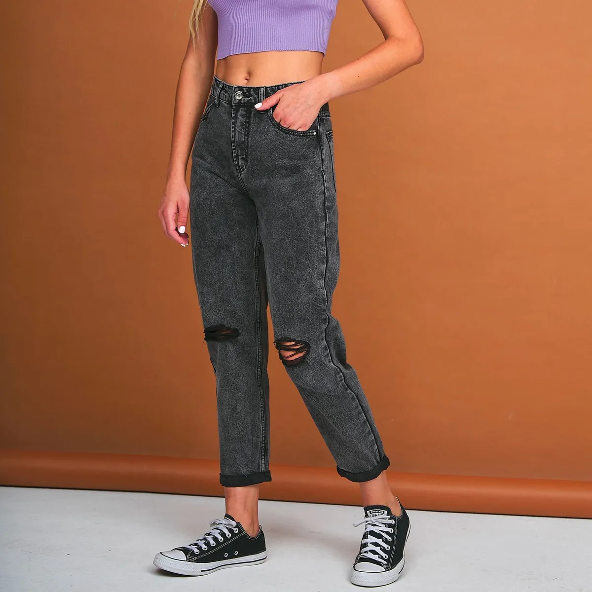 SYBILLA - Jean Mom Tiro Alto Mujer Sybilla