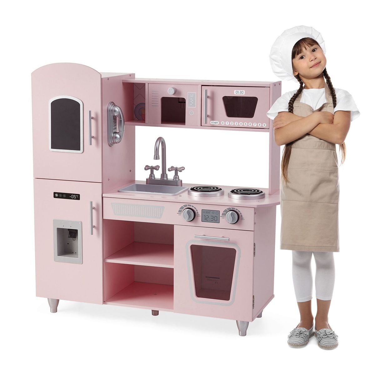 EDUFUN - Cocina de Madera Rosa para Niños