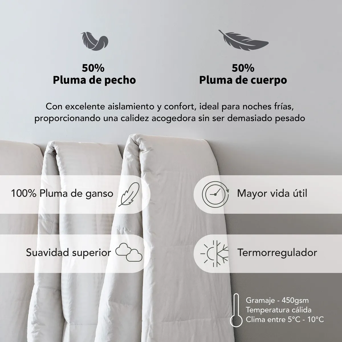 BASEMENT HOME - Edredón Pluma Ganso 50% Pluma Pecho