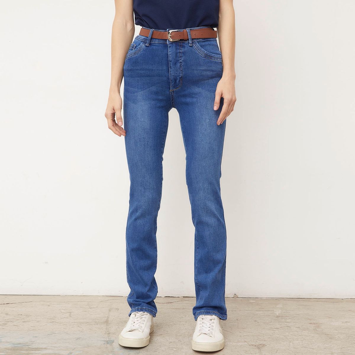 ELLE - Jean Straight Tiro Alto Mujer Elle