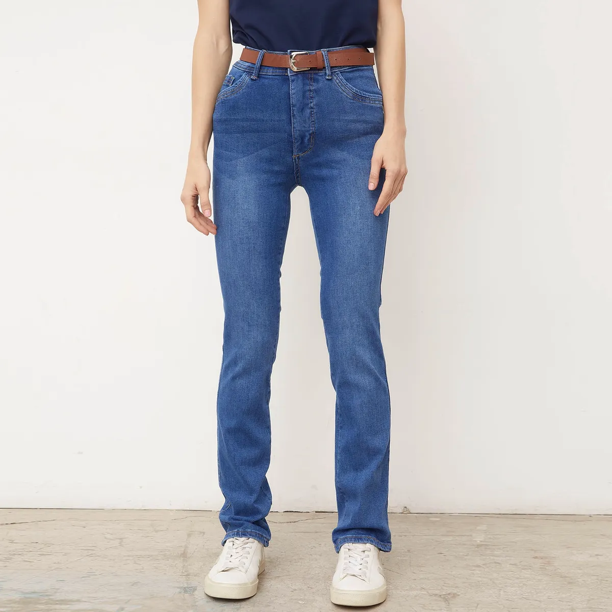 ELLE - Jean Straight Tiro Alto Mujer Elle