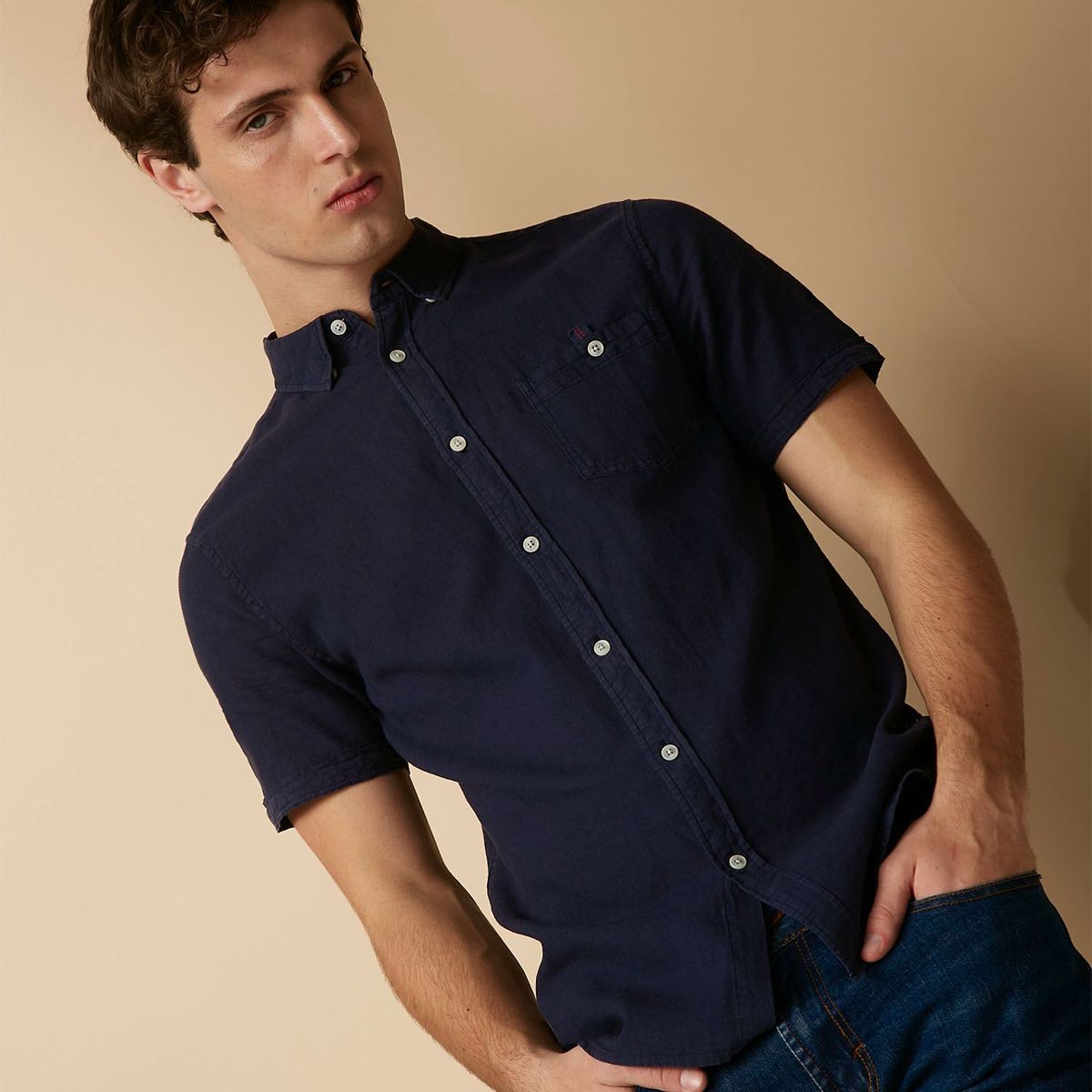 BASEMENT - Camisa Sport Manga Corta Hombre Basement