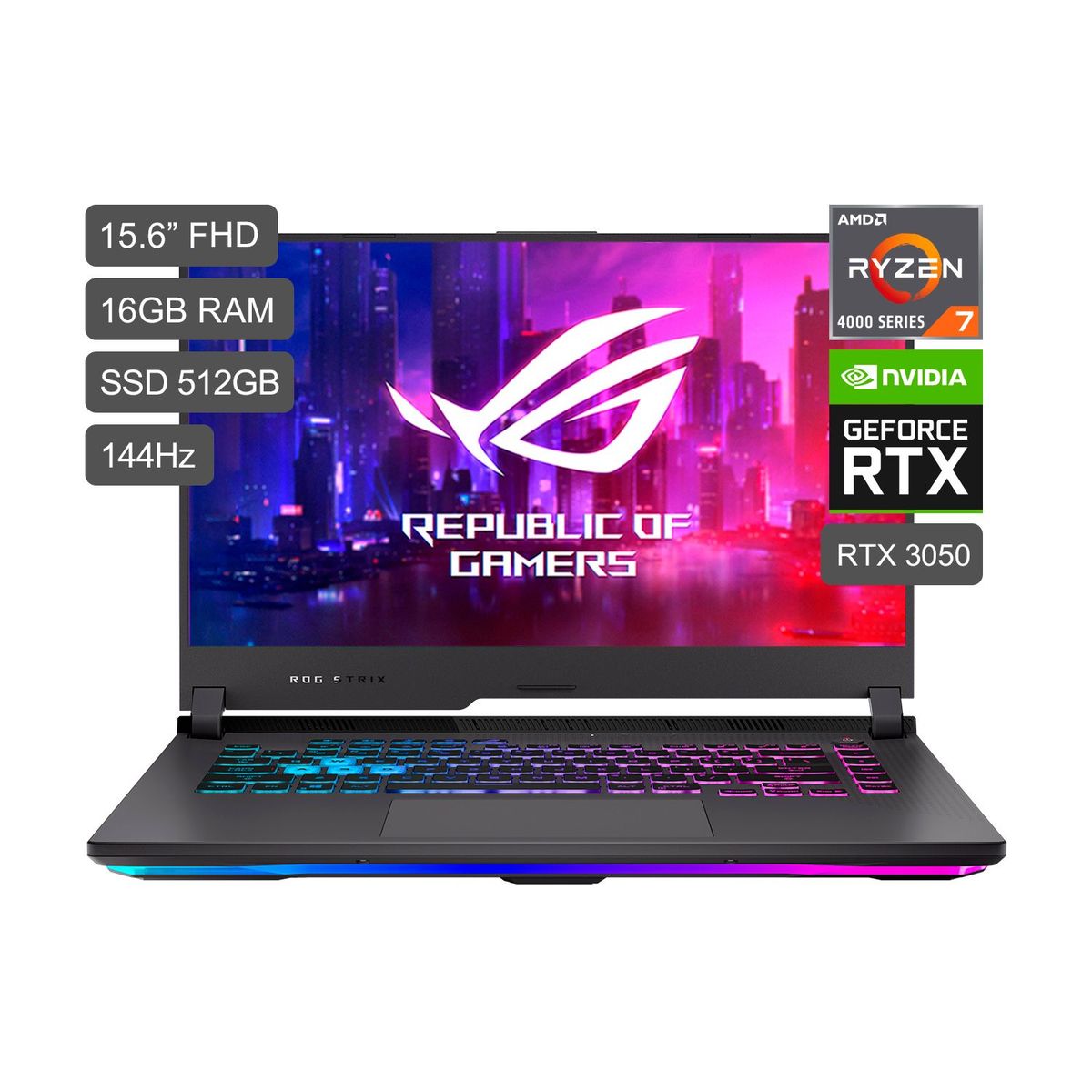 ASUS - ROG Strix G15 G513IC Ryzen 7 4800 HS 15.6" FHD 512GB SSD 16GB RAM 4GB RTX3050