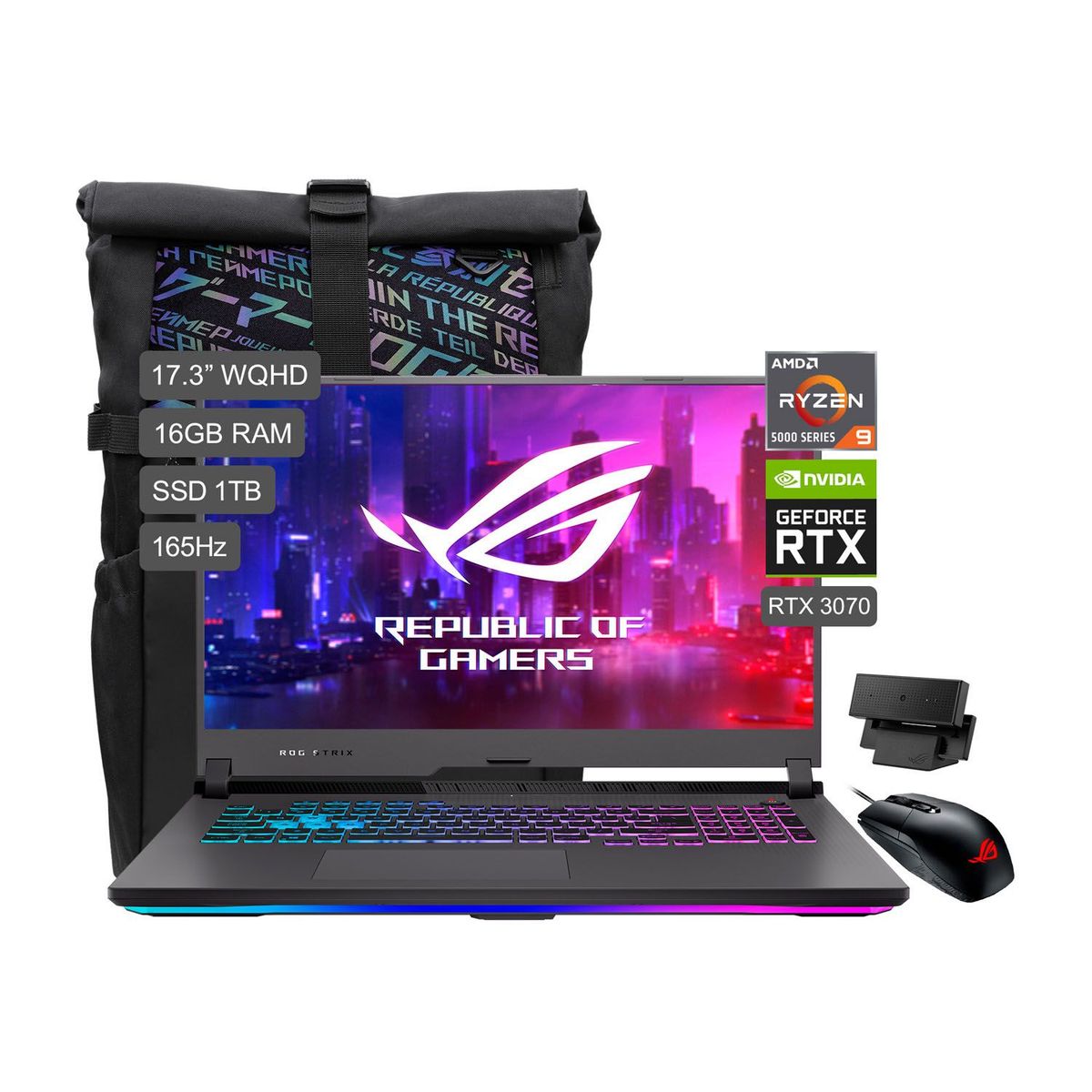 ASUS - ROG Strix G17 G713QR Ryzen 9 17.3" 1TB SSD 16GB RAM RTX3070