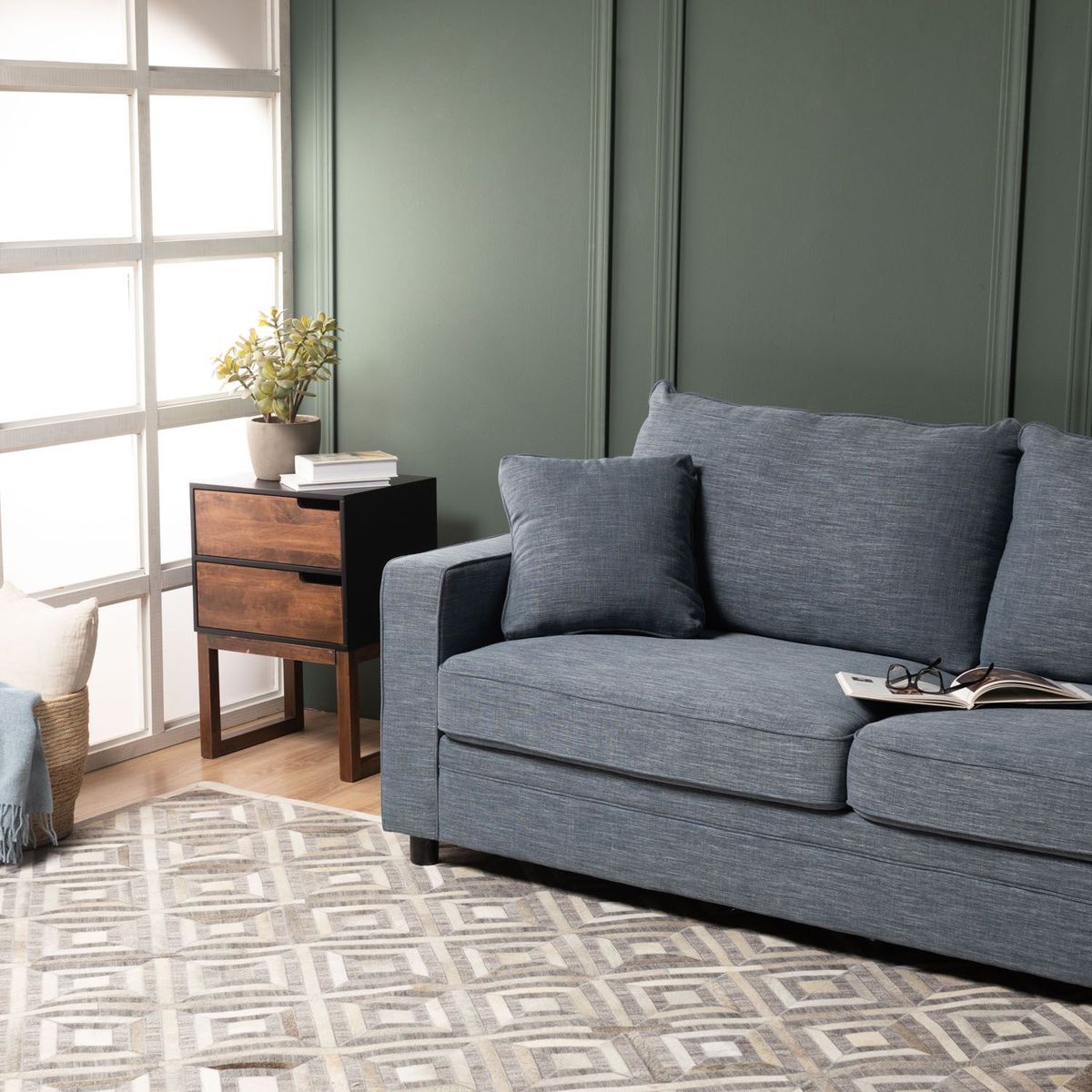 MICA - Sofá Alabama 3 Cuerpos con Cojines Decorativos