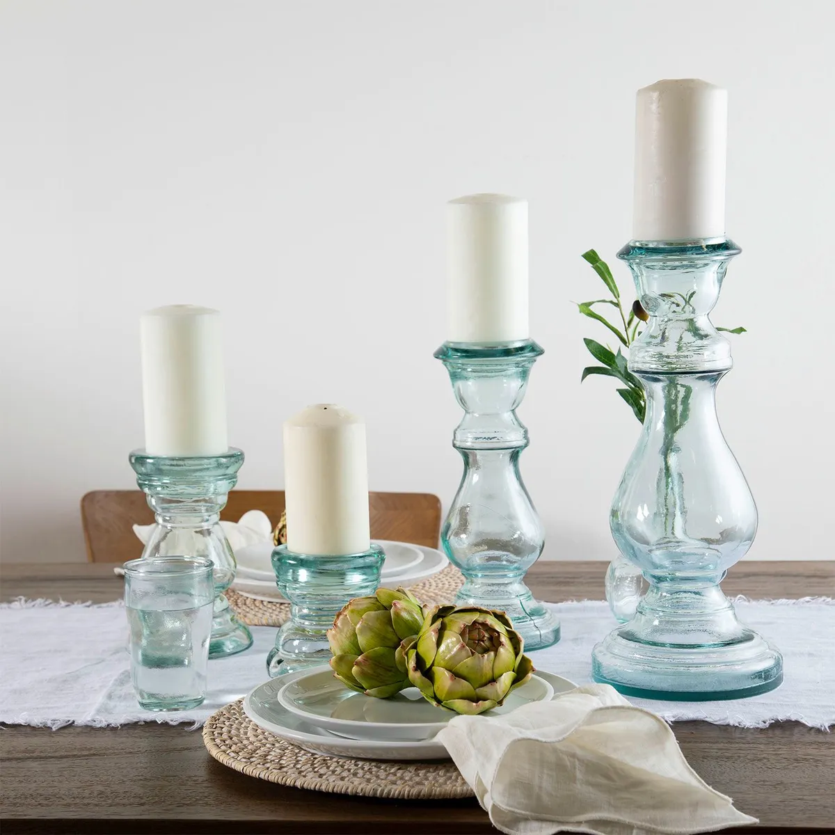 CASA CANTABRIA - Candelabro de Vidrio Transparente 30x13cm