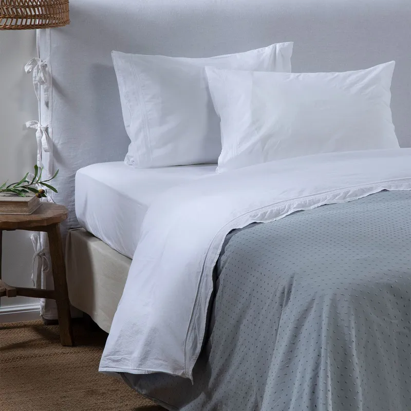 CASA CANTABRIA - Juego de Sábanas Bordadas Voile 100% Algodón 200 Hilos Casa Cantabria