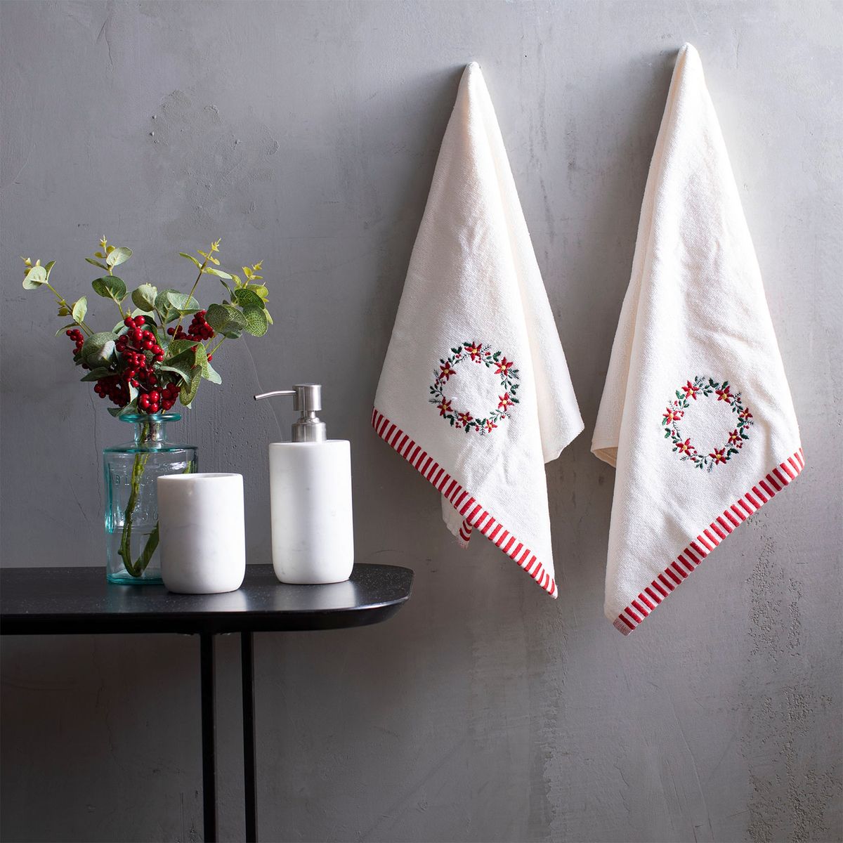 MICA - Set x2 Toallas de Visita Árbol Navideño 100% Algodón