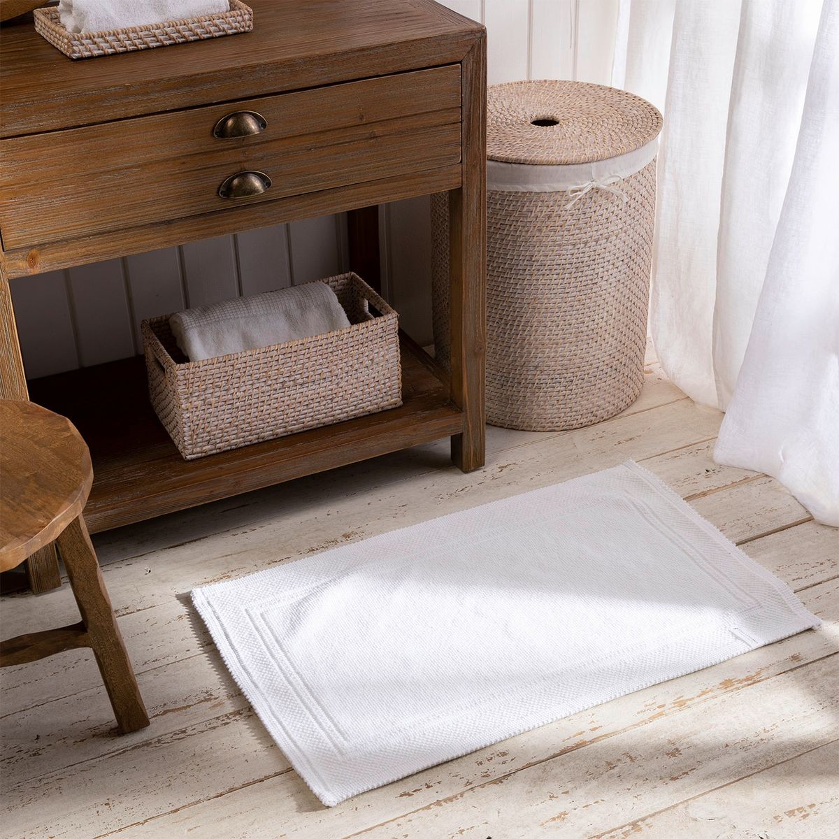 CASA CANTABRIA - Piso de Baño 100% Algodón Classic Blanco