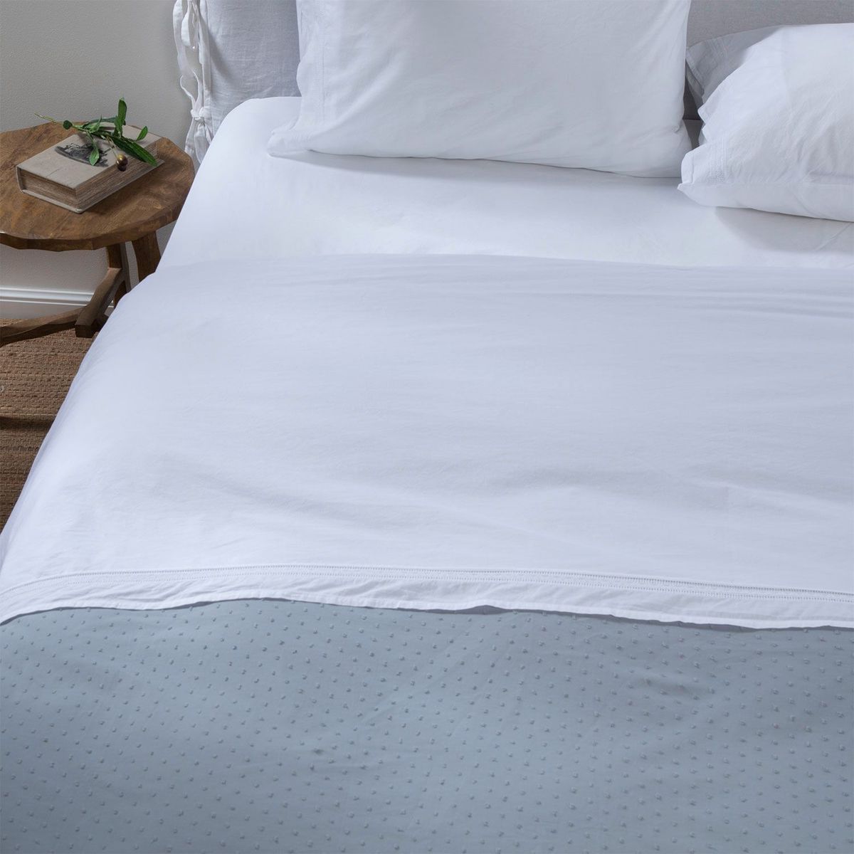 CASA CANTABRIA - Juego de Sábanas Bordadas Voile 100% Algodón 200 Hilos Casa Cantabria