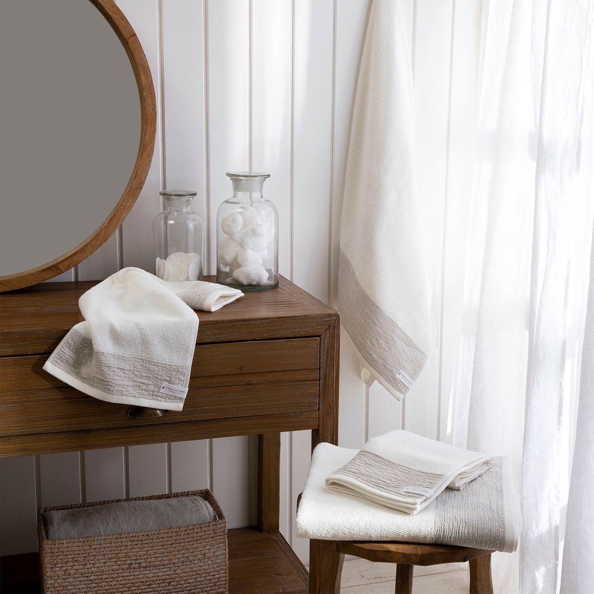 CASA CANTABRIA - Toalla de Baño 100% Algodón con Lino 500gr Casa Cantabria