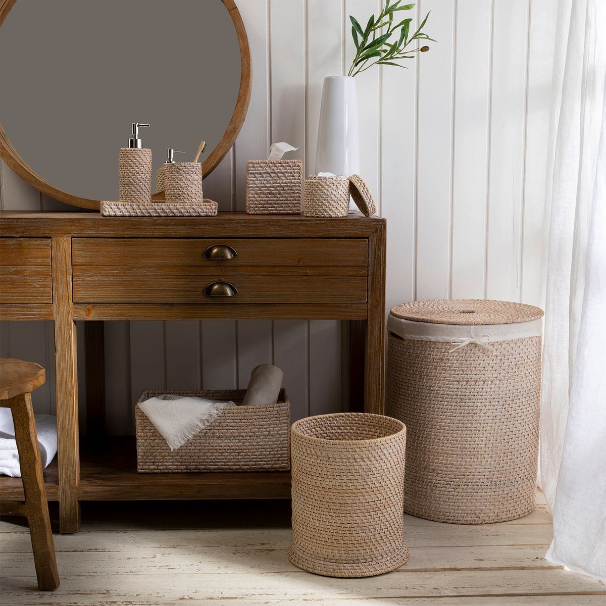 CASA CANTABRIA - Vaso Organizador de Baño Rattan Casa Cantabria