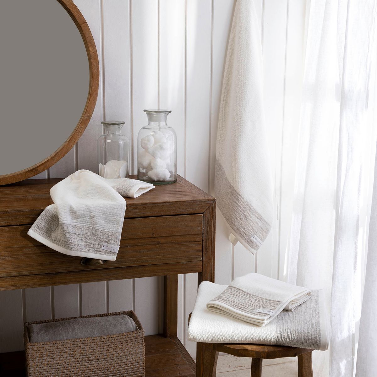 CASA CANTABRIA - Toalla de Baño 100% Algodón con Lino 500gr Casa Cantabria