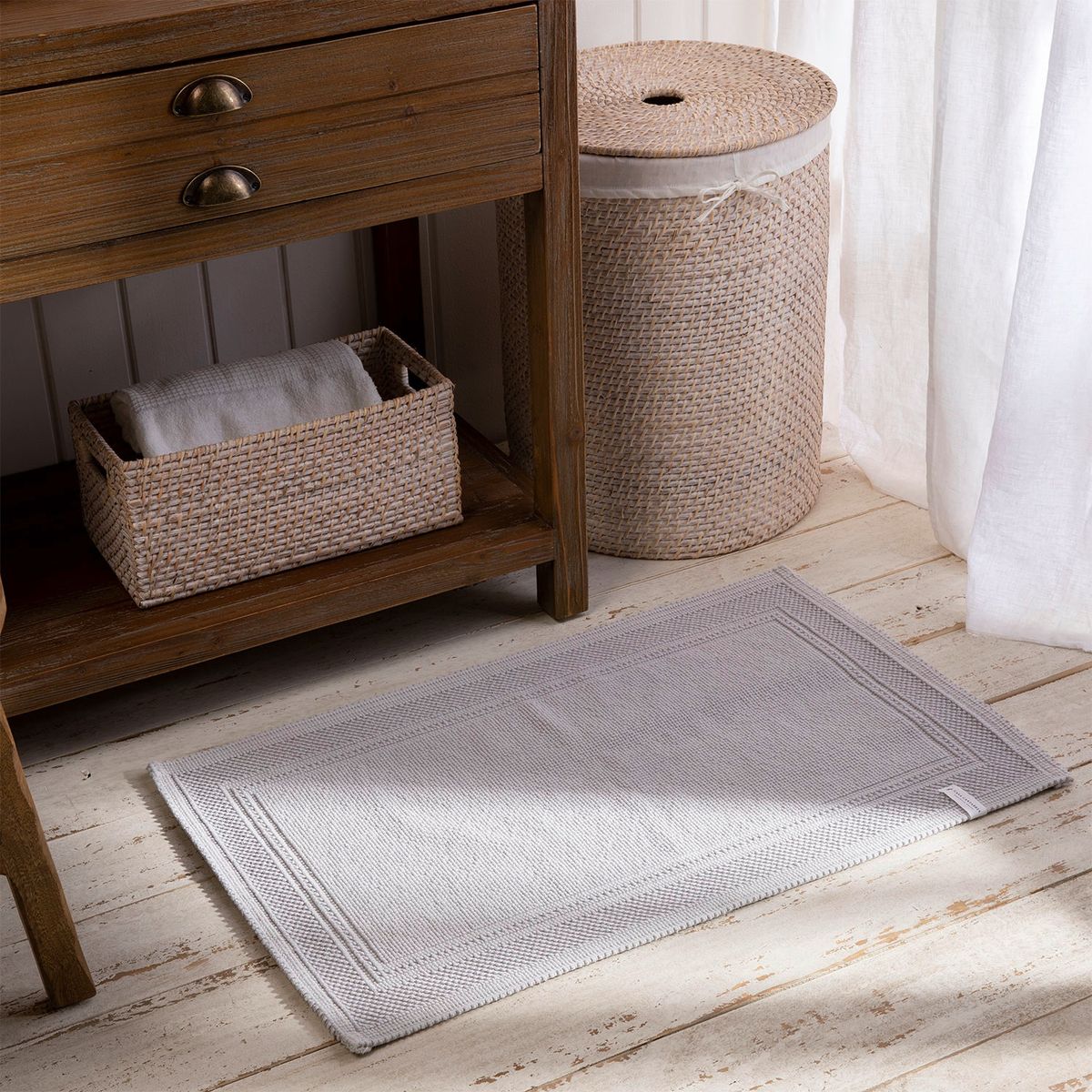 CASA CANTABRIA - Piso de Baño 100% Algodón Classic Gris