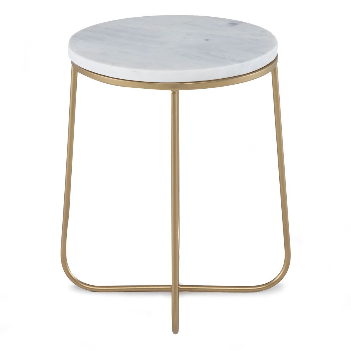 BASEMENT HOME - Mesa Auxiliar Redonda Mármol Dorada 40cm