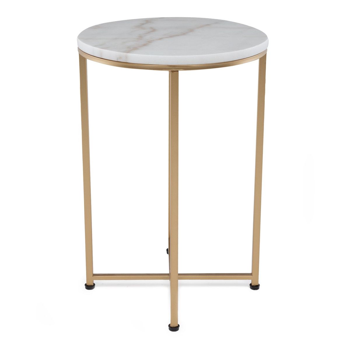 BASEMENT HOME - Mesa Auxiliar Marmol Redonda 45x45x50cm