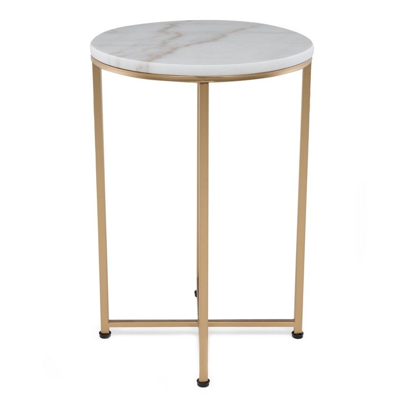 BASEMENT HOME - Mesa Auxiliar Marmol Redonda 45x45x50cm