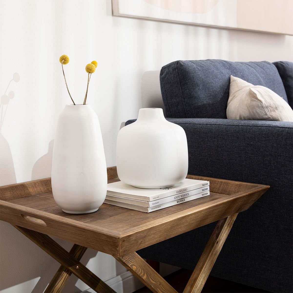 BASEMENT HOME - Jarrón Moda de Cerámica Blanca 22x20x20cm