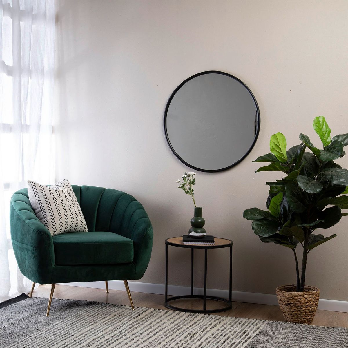 MICA - Espejo Redondo Negro 70cm