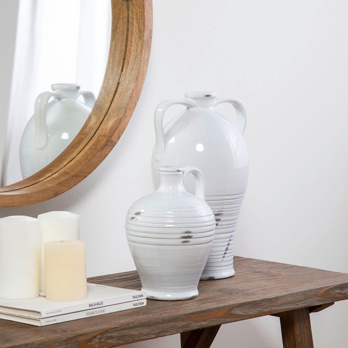 CASA CANTABRIA - Jarrón de Cerámica de 2 Asas Blanco