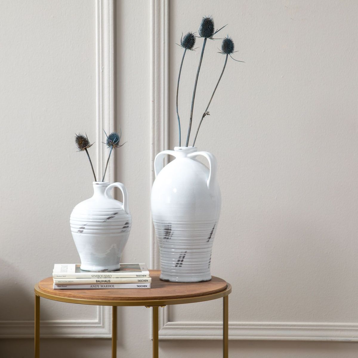 CASA CANTABRIA - Jarrón de Cerámica de 2 Asas Blanco