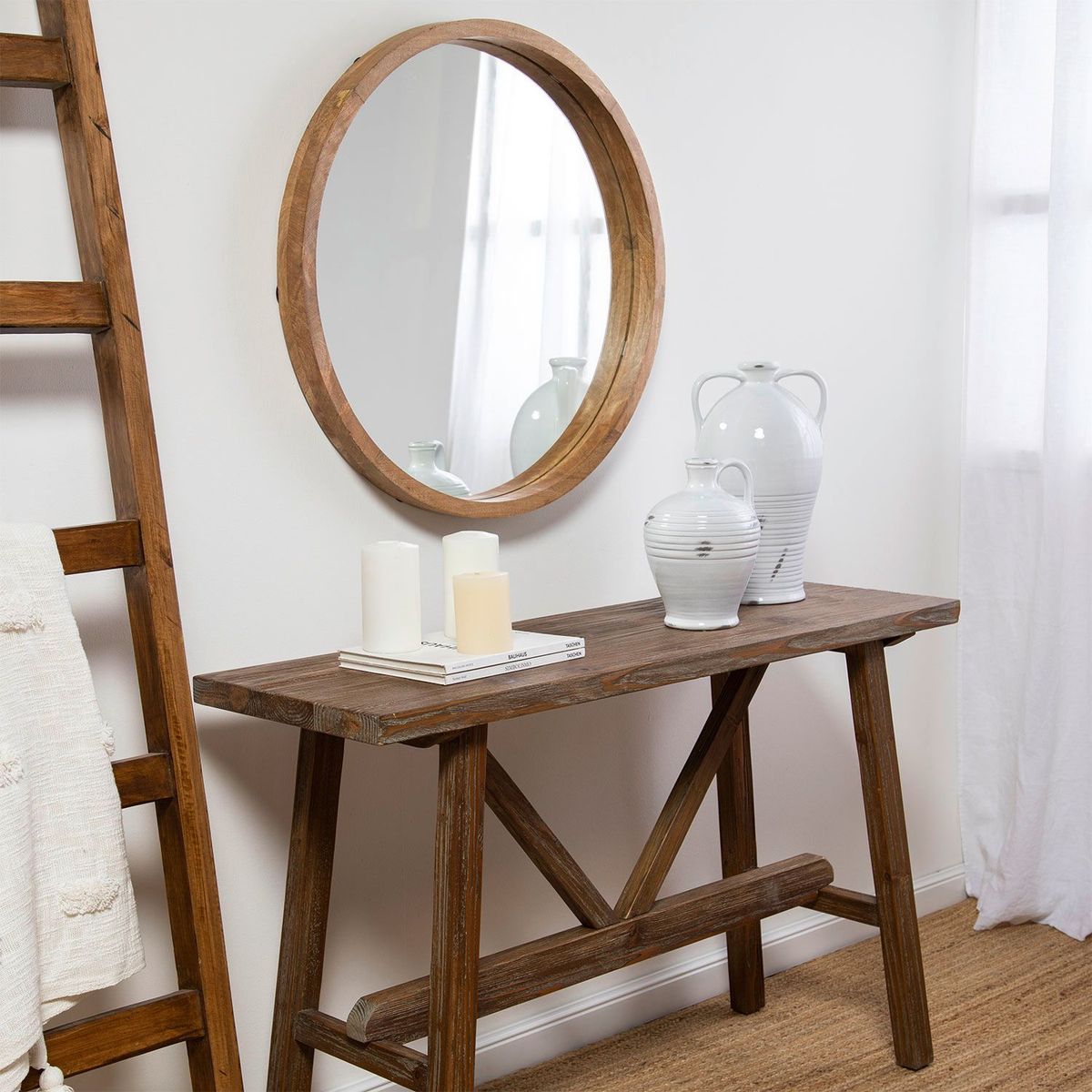 CASA CANTABRIA - Espejo Redondo Madera 75cm